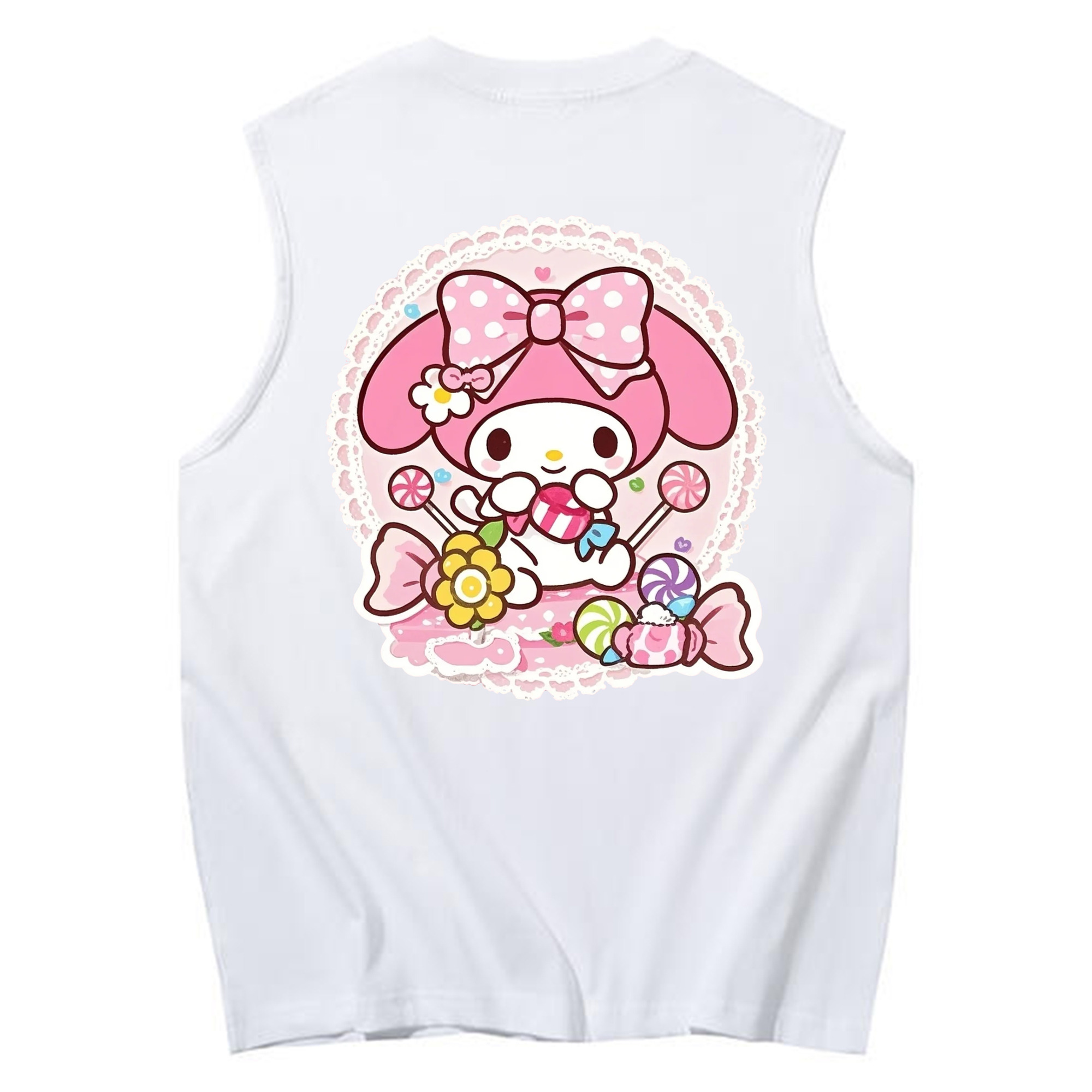 サンリオマイメロディ - コットン100％ タンクトップ ・ 背面プリント ・ タイトシルエット ・ 快適 通気性 ・ スポーツ カジュアル 散歩用