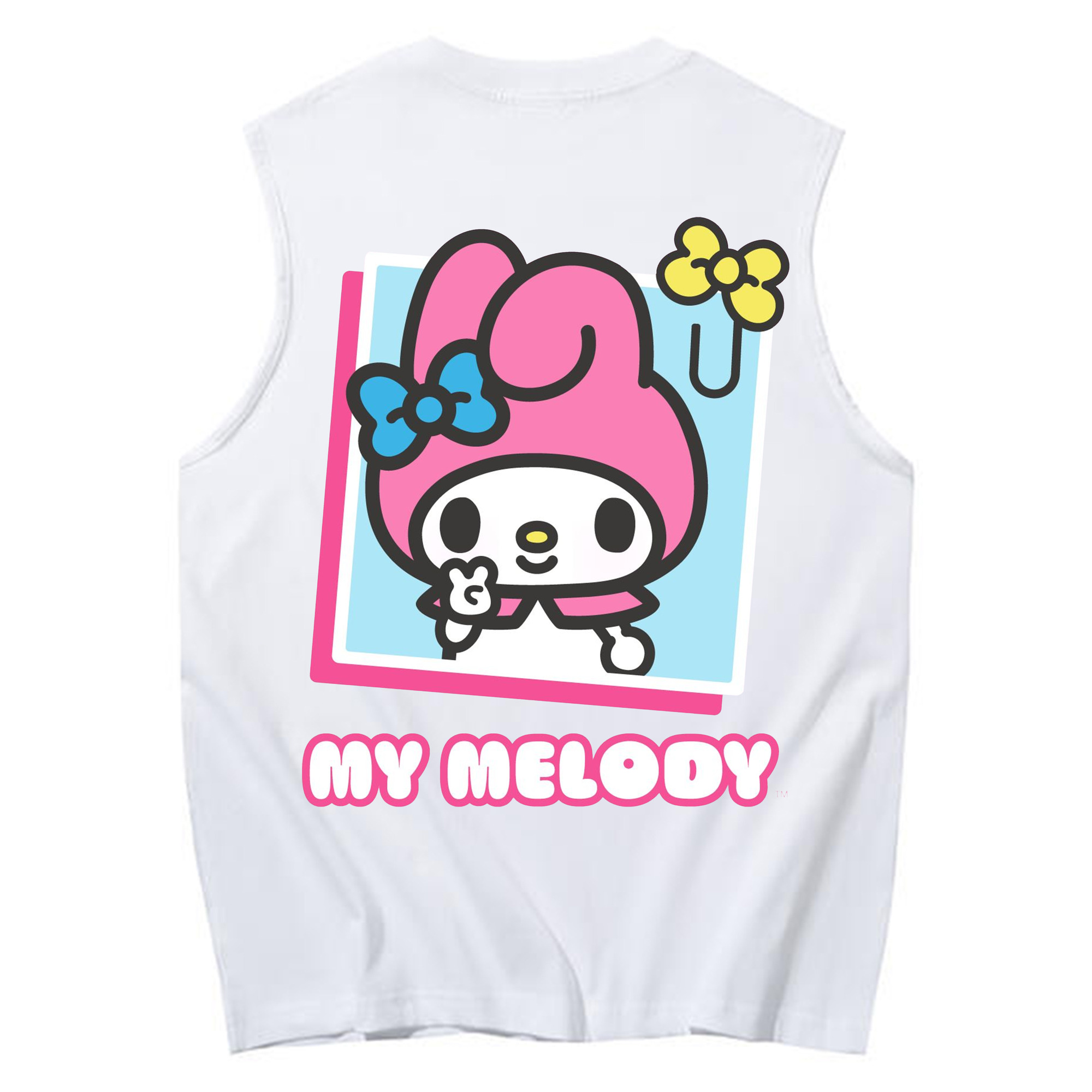 サンリオマイメロディ - コットン100％ タンクトップ ・ 背面プリント ・ タイトシルエット ・ 快適 通気性 ・ スポーツ カジュアル 散歩用