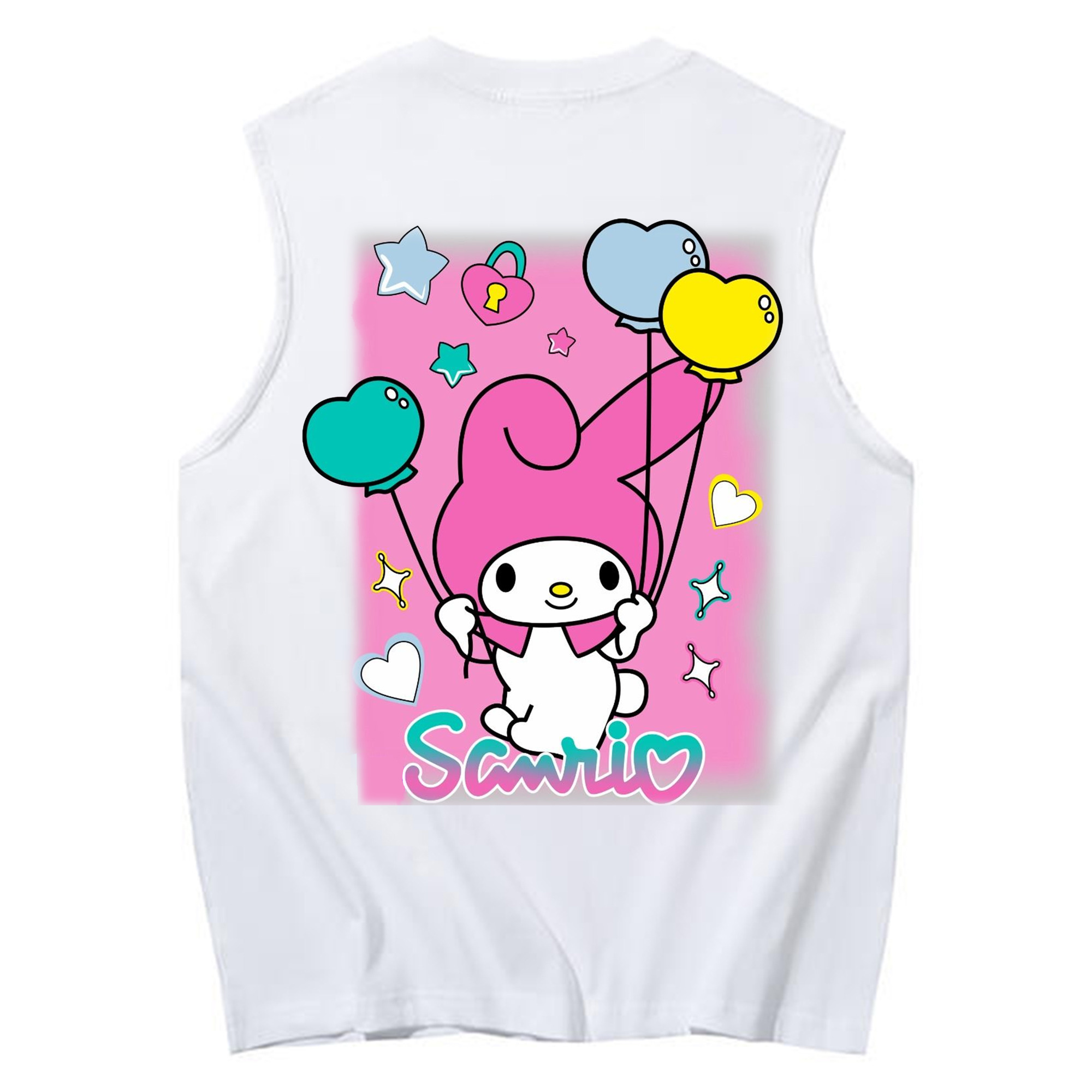 サンリオマイメロディ - コットン100％ タンクトップ ・ 背面プリント ・ タイトシルエット ・ 快適 通気性 ・ スポーツ カジュアル 散歩用