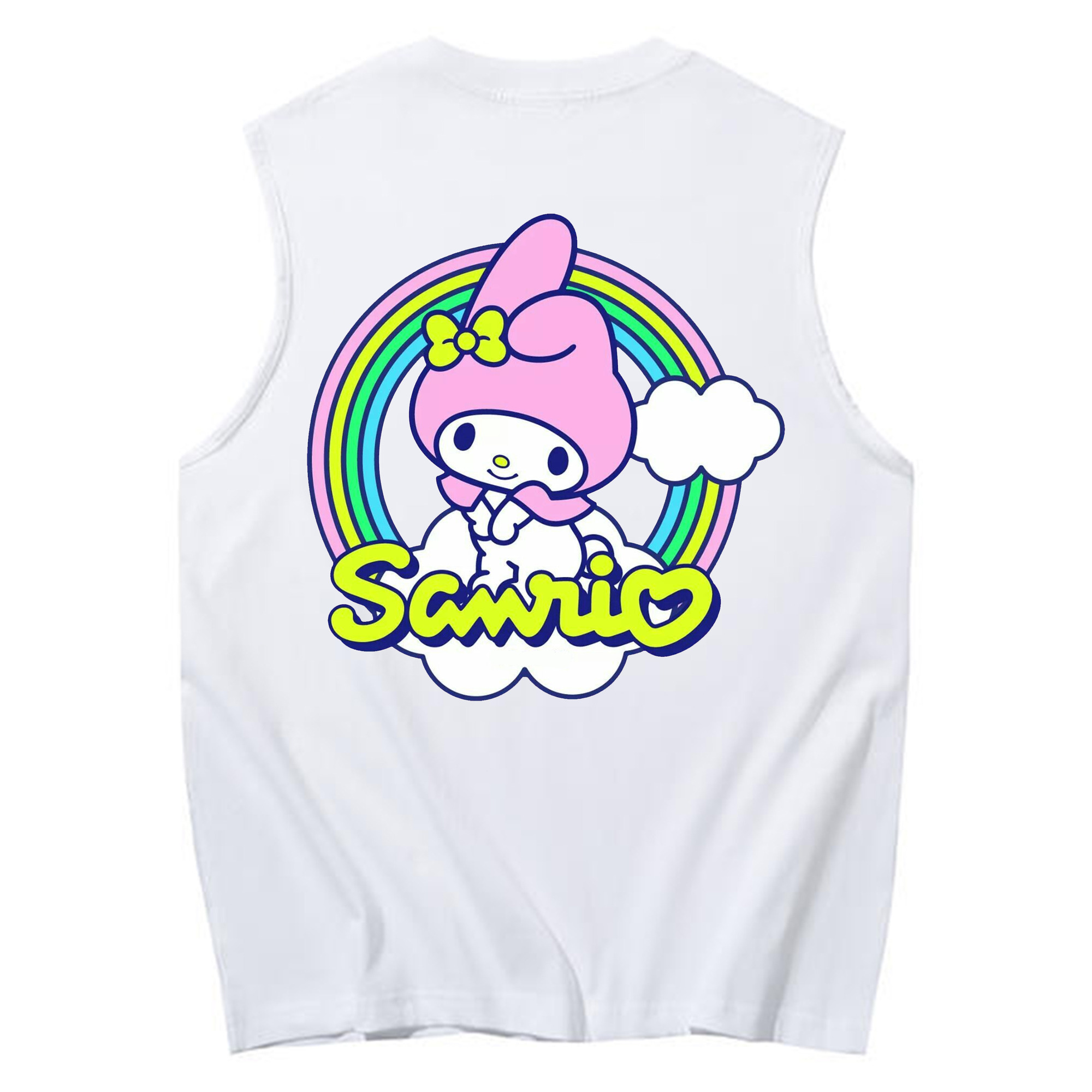 サンリオマイメロディ - コットン100％ タンクトップ ・ 背面プリント ・ タイトシルエット ・ 快適 通気性 ・ スポーツ カジュアル 散歩用