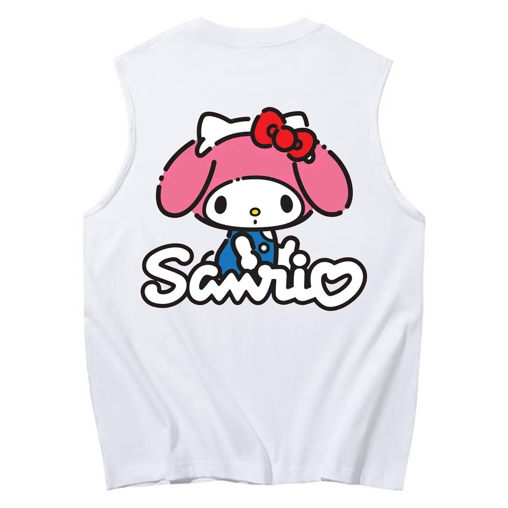 サンリオマイメロディ - コットン100％ タンクトップ ・ 背面プリント ・ タイトシルエット ・ 快適 通気性 ・ スポーツ カジュアル 散歩用