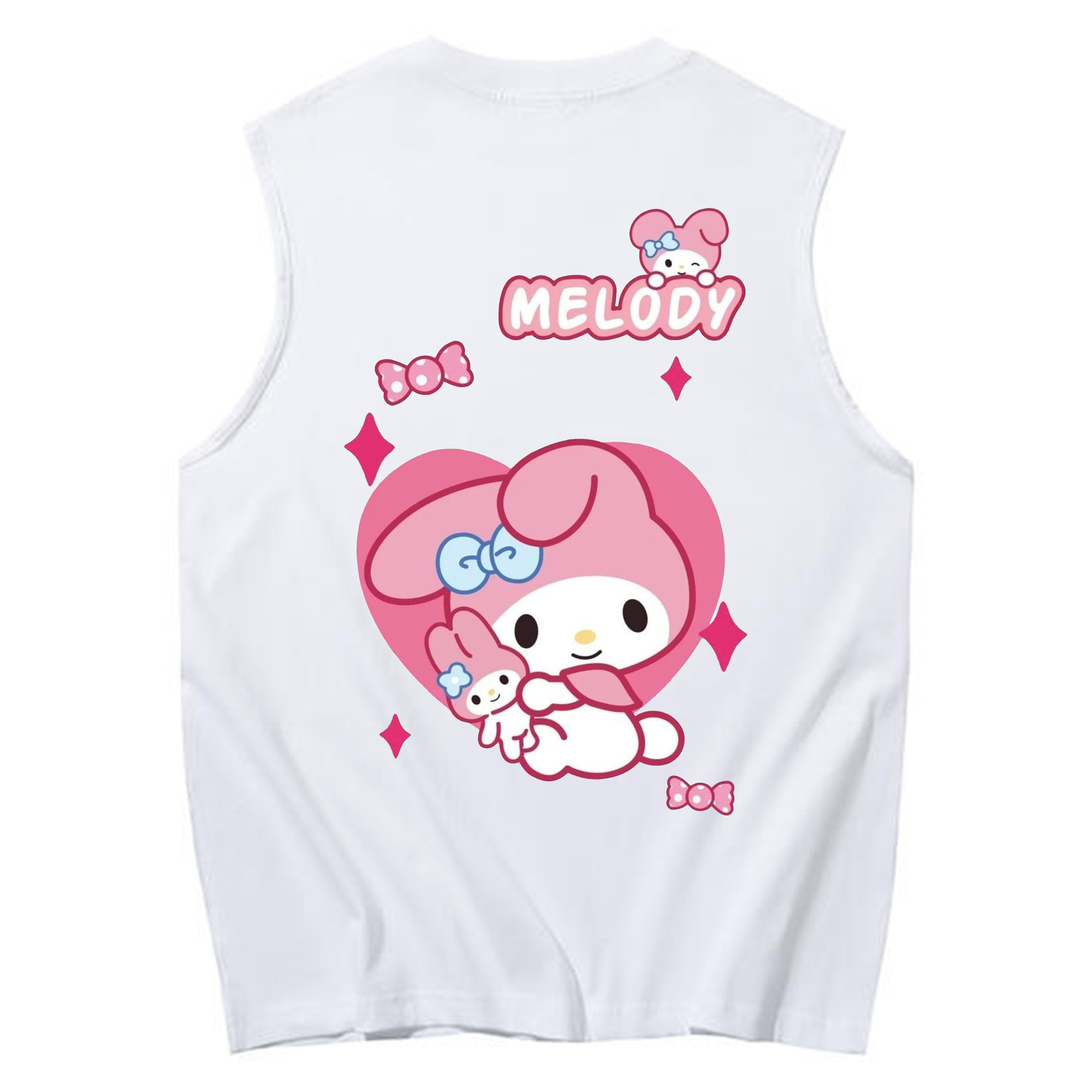 おもしろいマイメロディ - コットン100％ タンクトップ ・ 背面プリント ・ タイトシルエット ・ 快適 通気性 ・ スポーツ カジュアル 散歩用