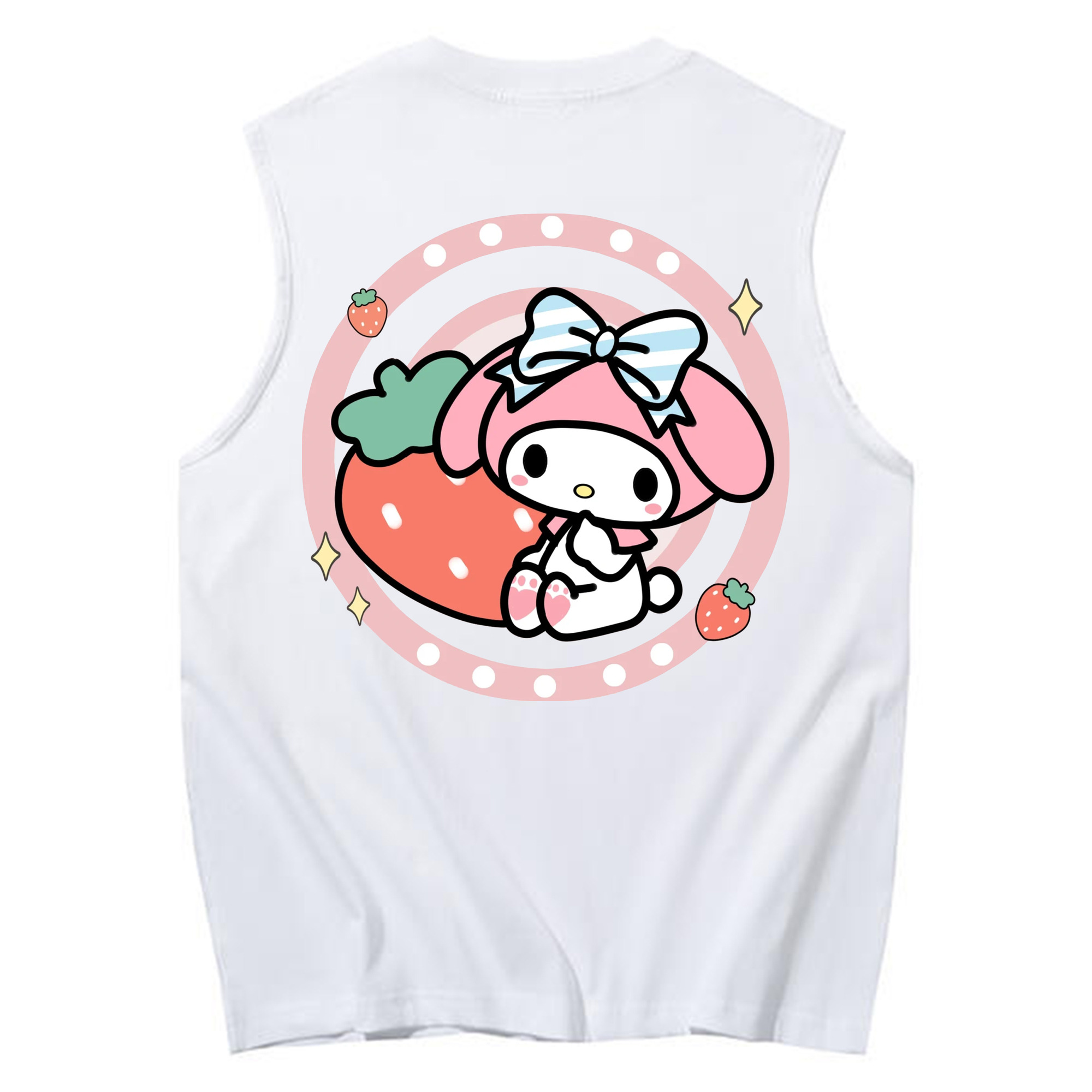 スイートなマイメロディ - コットン100％ タンクトップ ・ 背面プリント ・ タイトシルエット ・ 快適 通気性 ・ スポーツ カジュアル 散歩用