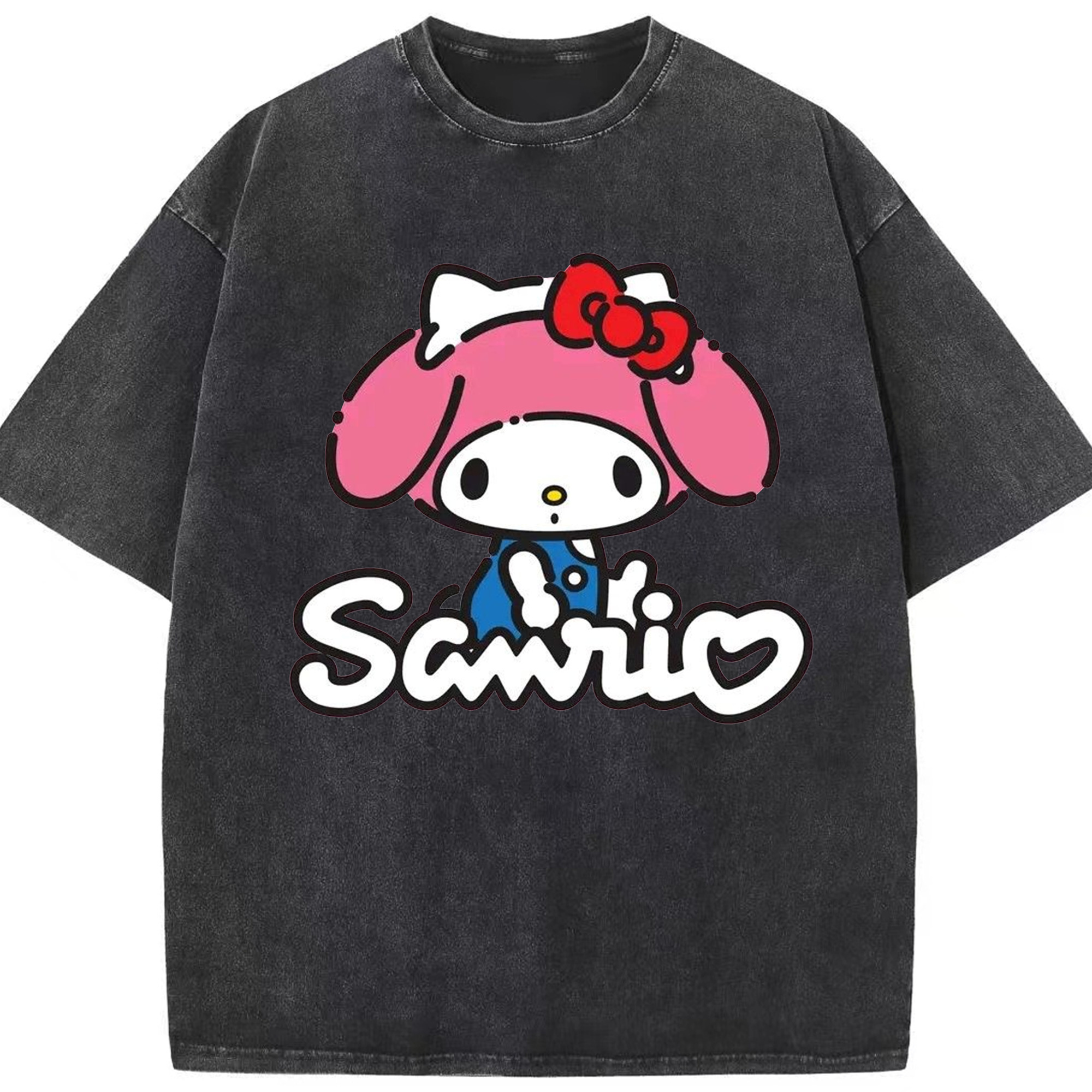 サンリオマイメロディ - 綿100％ ヴィンテージ風 半袖Tシャツ ・ フロントプリント ・ 柔らか肌触り ・ 通気性 快適 ・ スポーツ カジュアル 外出用