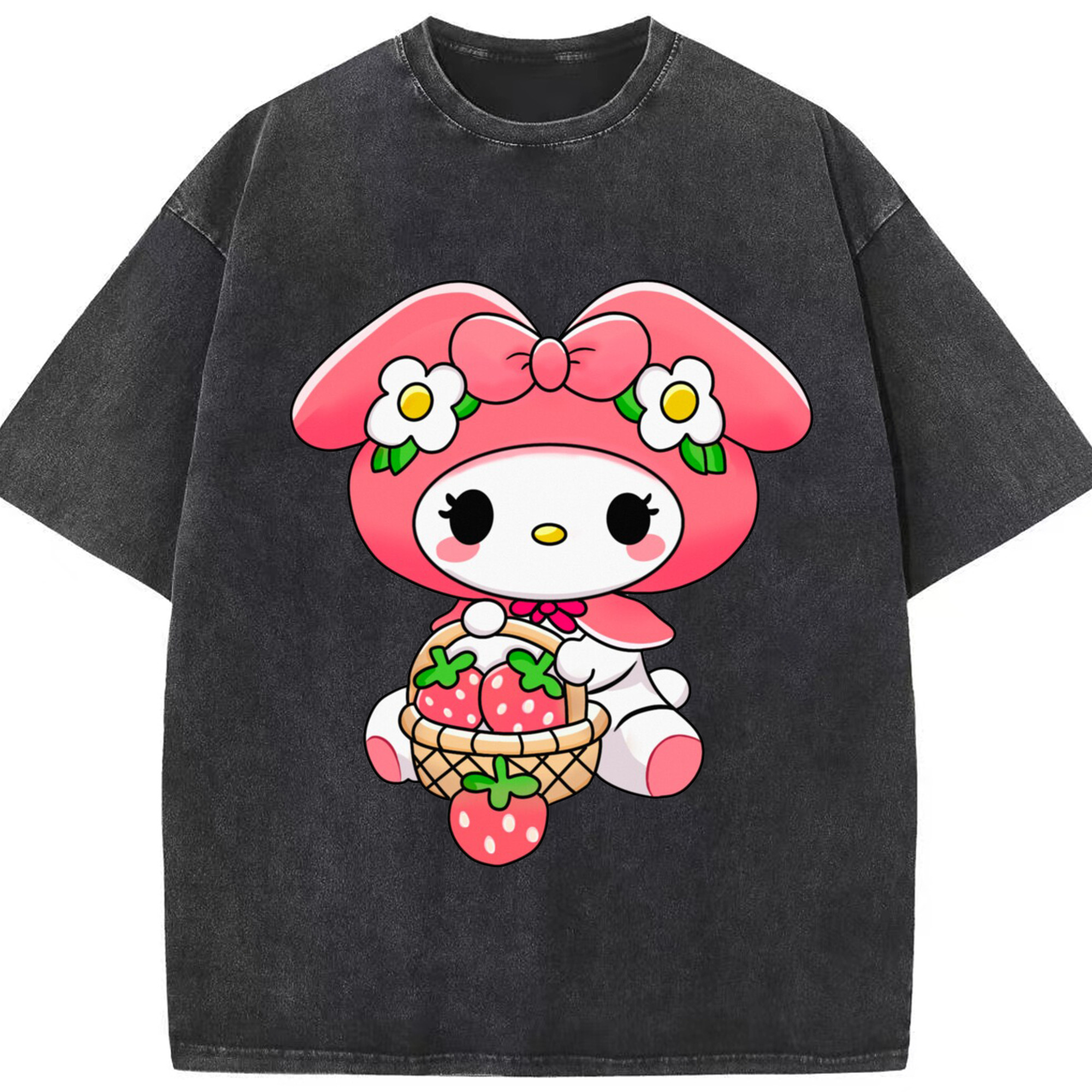 スイートなマイメロディ - 綿100％ ヴィンテージ風 半袖Tシャツ ・ フロントプリント ・ 柔らか肌触り ・ 通気性 快適 ・ スポーツ カジュアル 外出用