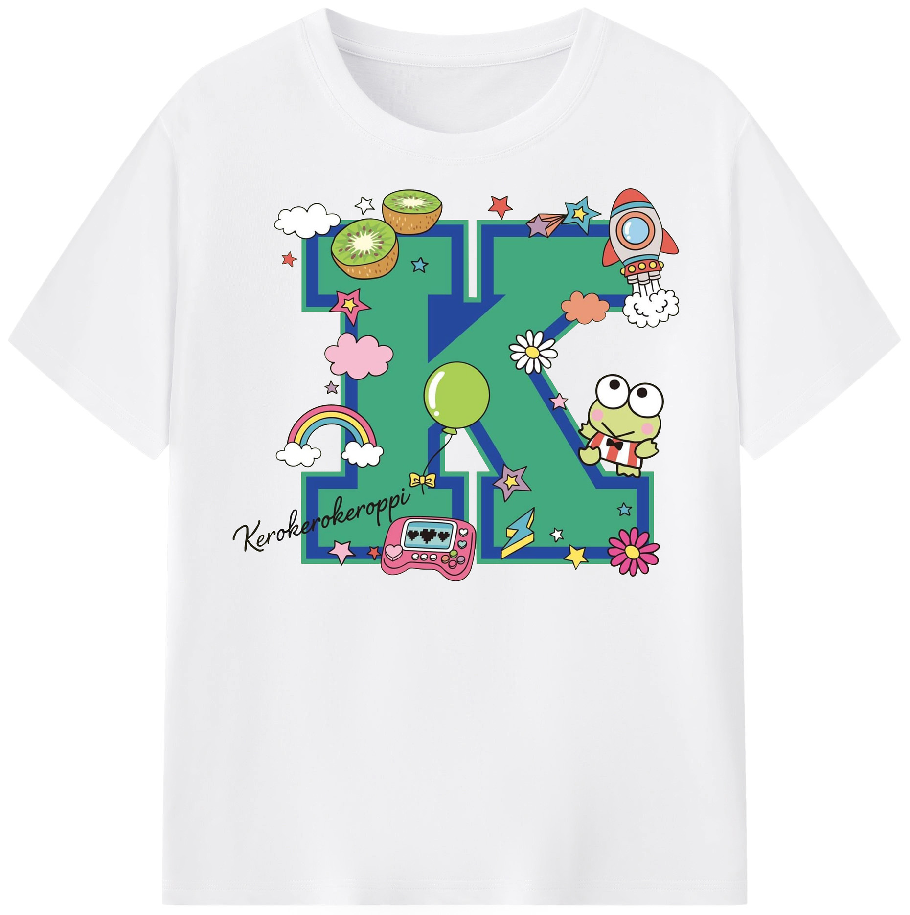 サンリオけろけろけろっぴ - 綿100％ 半袖Tシャツ ・ フロントプリント ・ 快適 通気性 ・ 日常使い 散歩 スポーツ用