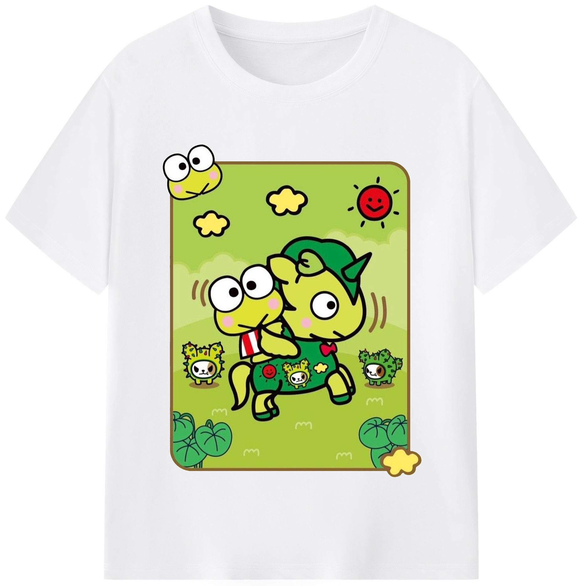 かわいいけろけろけろっぴ - 綿100％ 半袖Tシャツ ・ フロントプリント ・ 快適 通気性 ・ 日常使い 散歩 スポーツ用