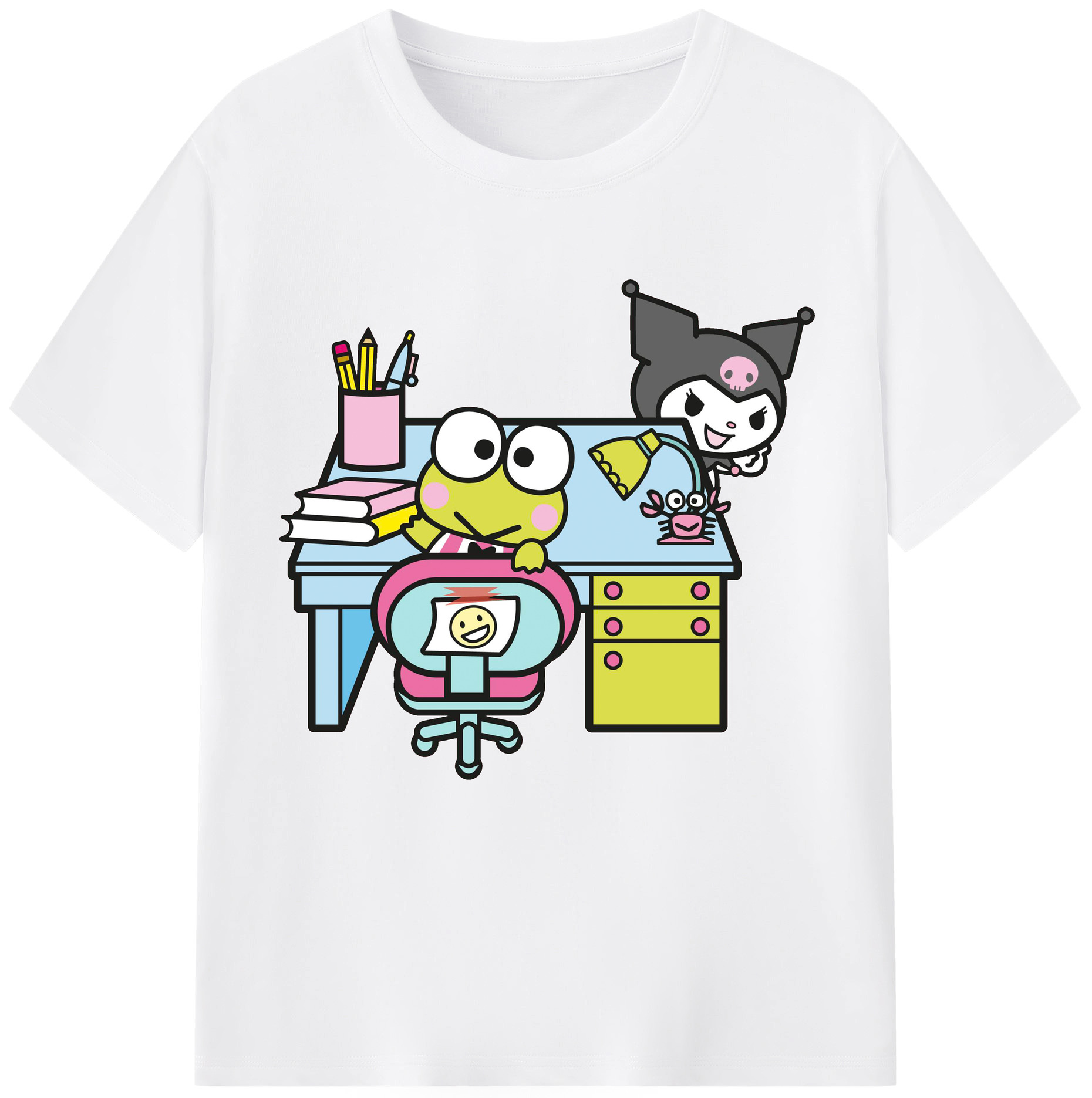クロミ＆けろけろけろっぴ - 綿100％ 半袖Tシャツ ・ フロントプリント ・ 快適 通気性 ・ 日常使い 散歩 スポーツ用