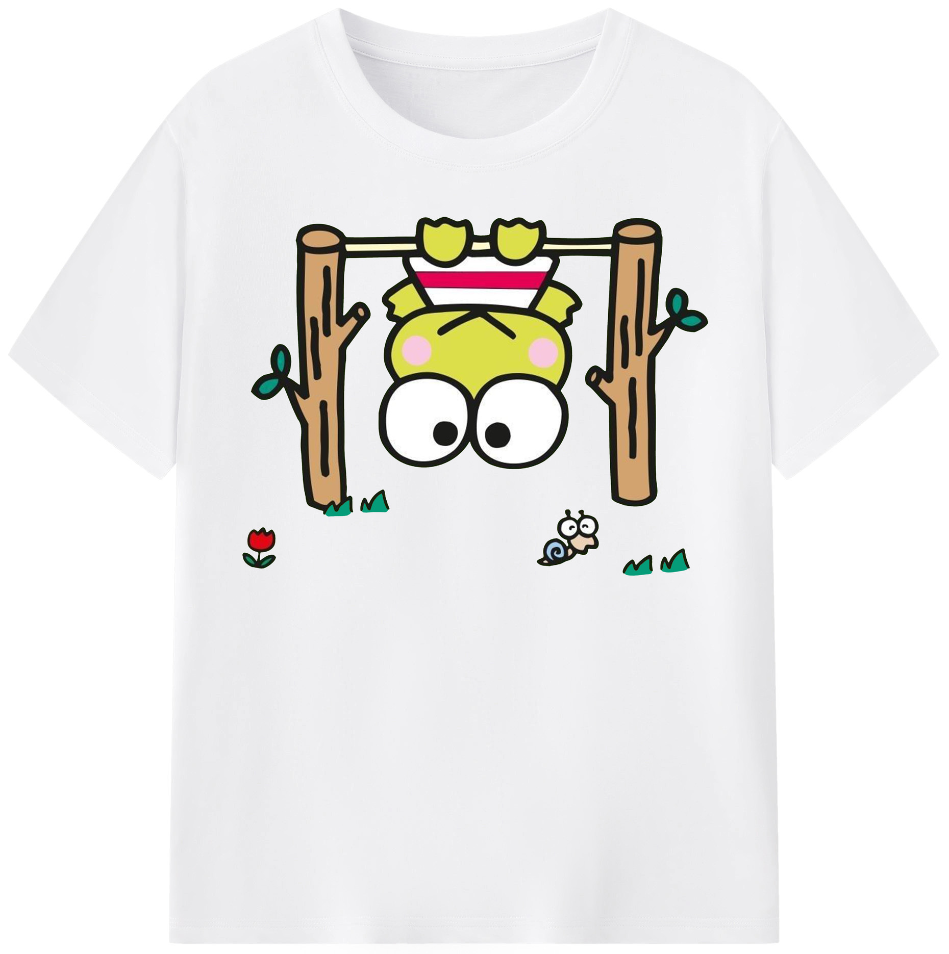 とってもキュートなけろけろけろっぴ - 綿100％ 半袖Tシャツ ・ フロントプリント ・ 快適 通気性 ・ 日常使い 散歩 スポーツ用