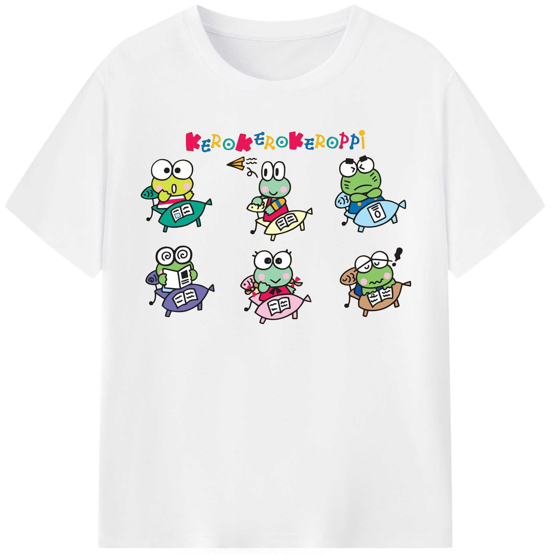 けろけろけろっぴがいっぱい♪ - 綿100％ 半袖Tシャツ ・ フロントプリント ・ 快適 通気性 ・ 日常使い 散歩 スポーツ用