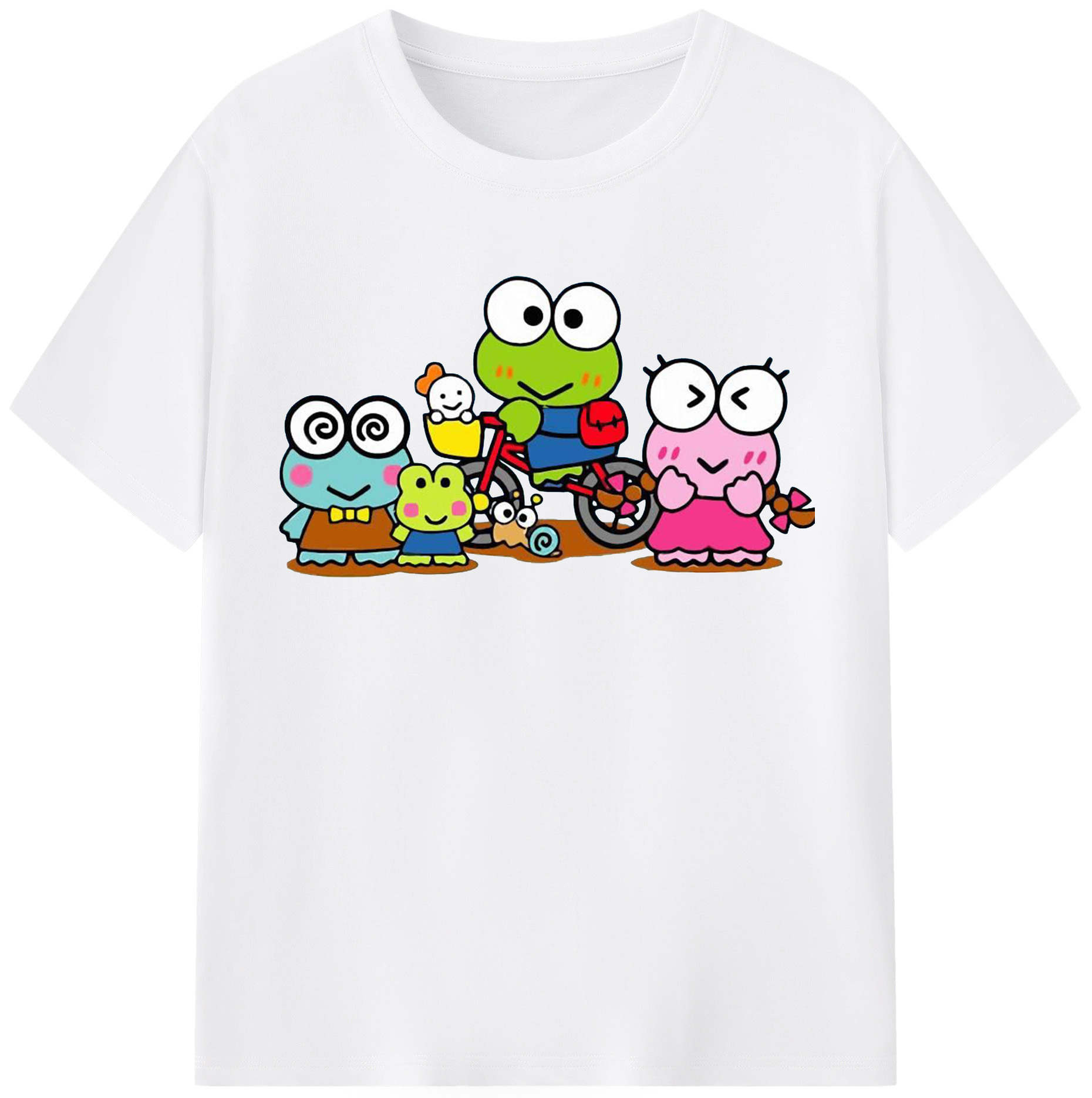 とってもキュートなけろけろけろっぴ - 綿100％ 半袖Tシャツ ・ フロントプリント ・ 快適 通気性 ・ 日常使い 散歩 スポーツ用