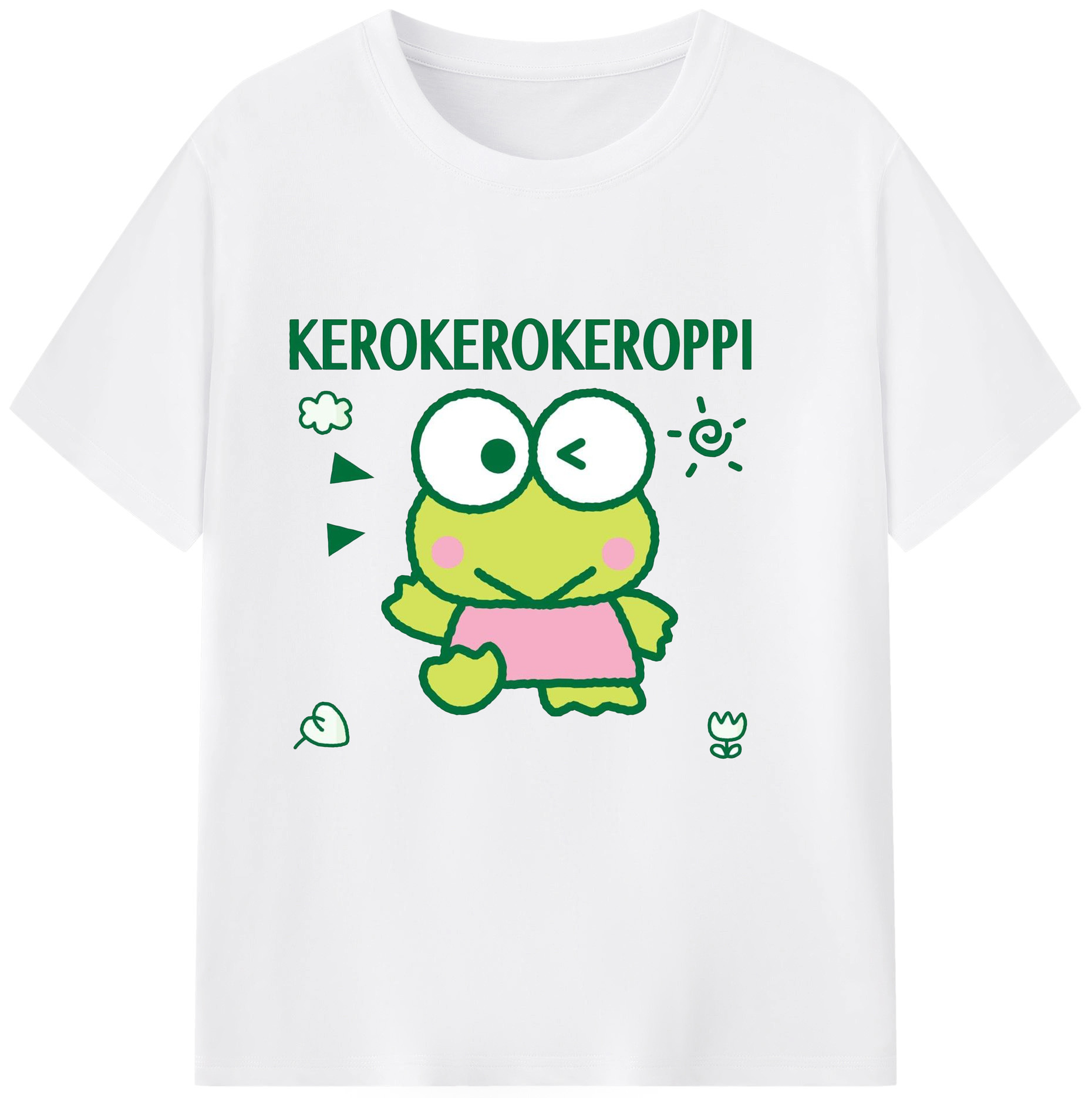 かわいいけろけろけろっぴ - 綿100％ 半袖Tシャツ ・ フロントプリント ・ 快適 通気性 ・ 日常使い 散歩 スポーツ用