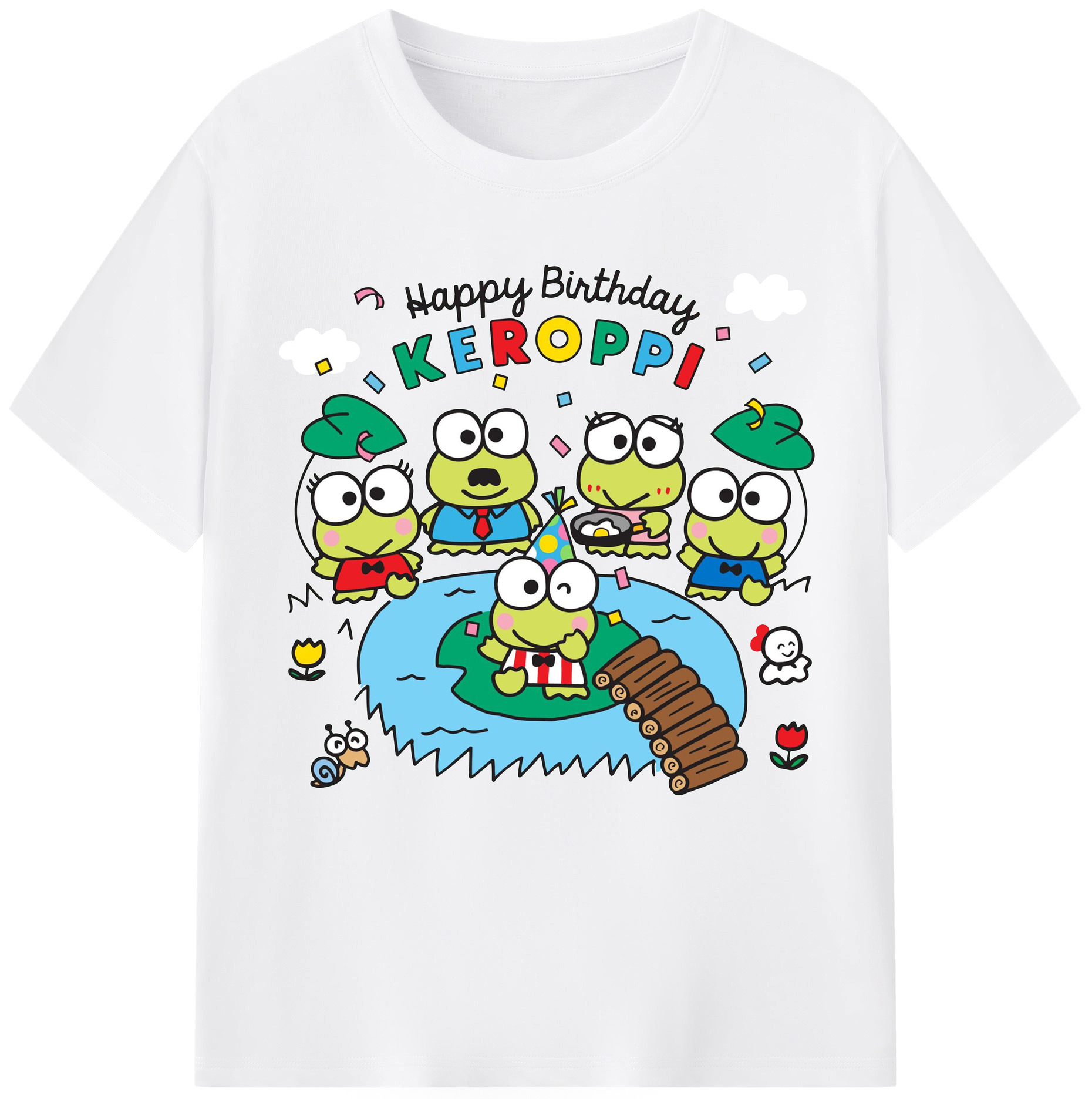 けろけろけろっぴがいっぱい♪ - 綿100％ 半袖Tシャツ ・ フロントプリント ・ 快適 通気性 ・ 日常使い 散歩 スポーツ用