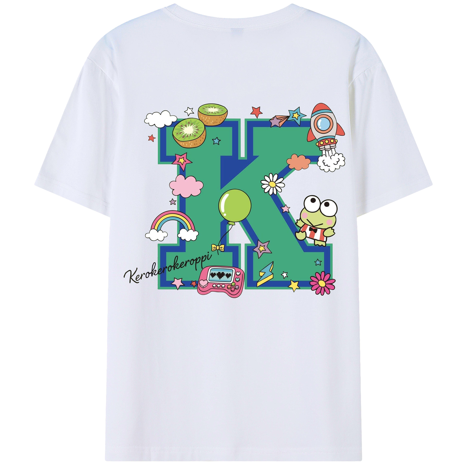 サンリオけろけろけろっぴ - 綿100％ 半袖Tシャツ ・ バックプリント ・ 快適 通気性 ・ 日常使い 散歩 スポーツ用