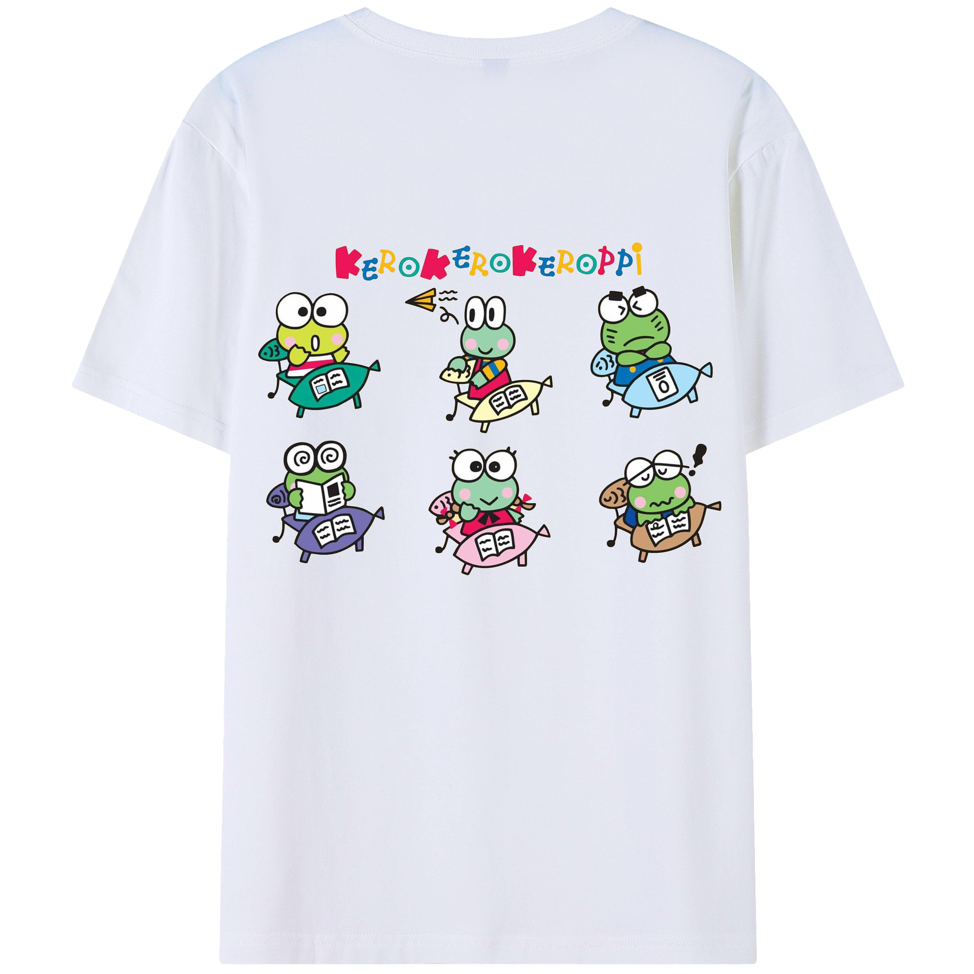 けろけろけろっぴがいっぱい♪ - 綿100％ 半袖Tシャツ ・ バックプリント ・ 快適 通気性 ・ 日常使い 散歩 スポーツ用