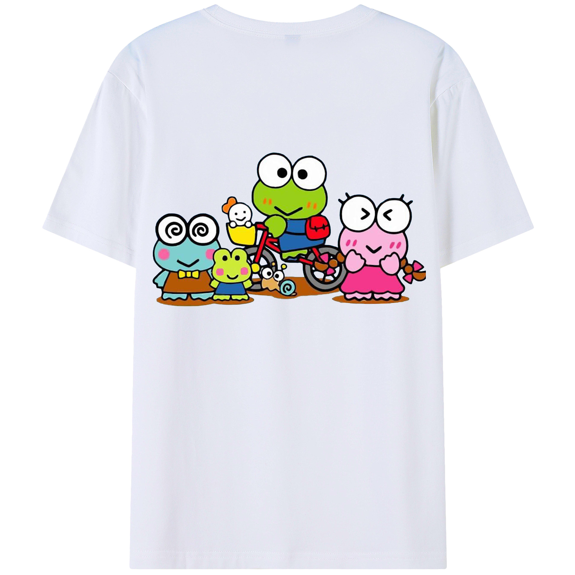 とってもキュートなけろけろけろっぴ - 綿100％ 半袖Tシャツ ・ バックプリント ・ 快適 通気性 ・ 日常使い 散歩 スポーツ用