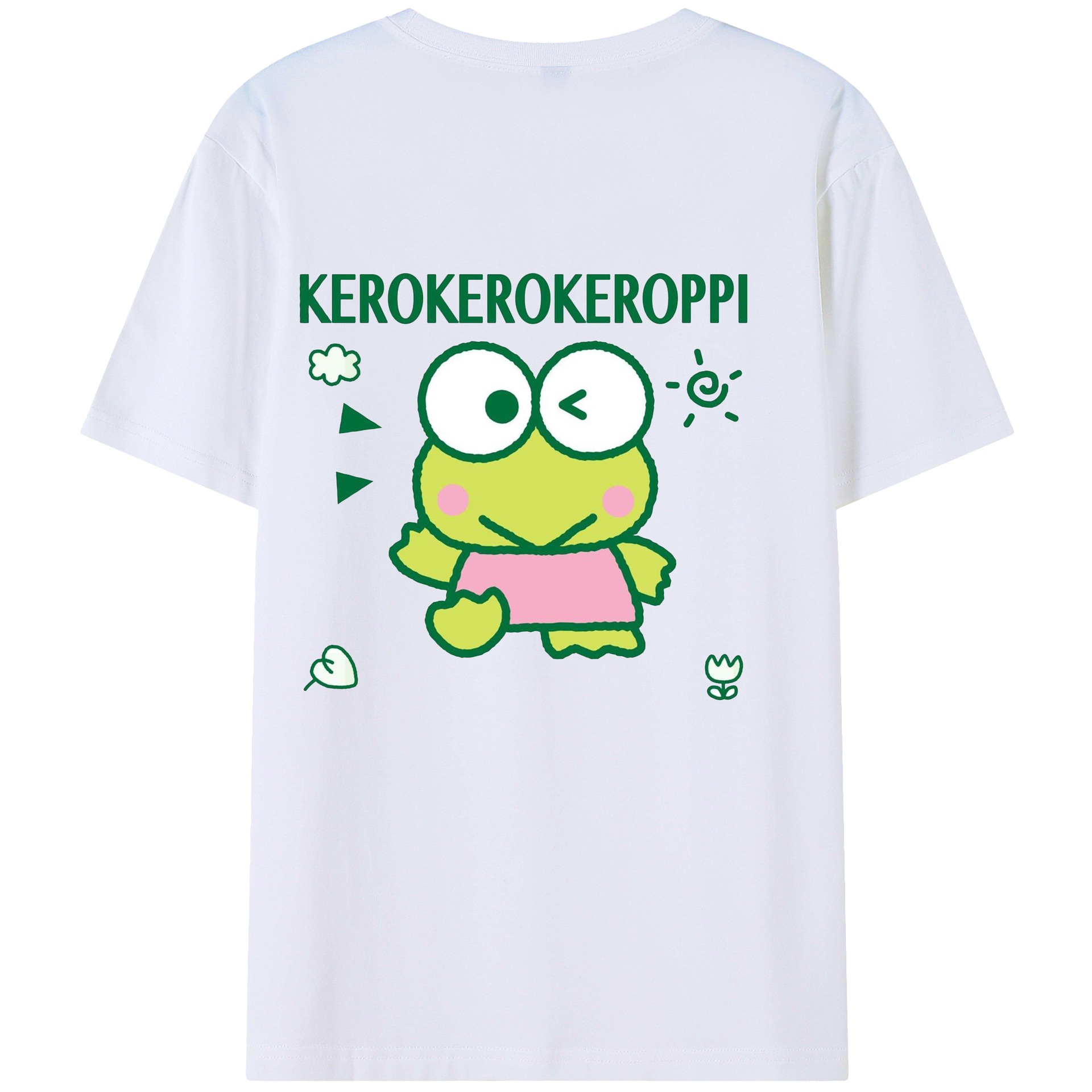 かわいいけろけろけろっぴ - 綿100％ 半袖Tシャツ ・ バックプリント ・ 快適 通気性 ・ 日常使い 散歩 スポーツ用