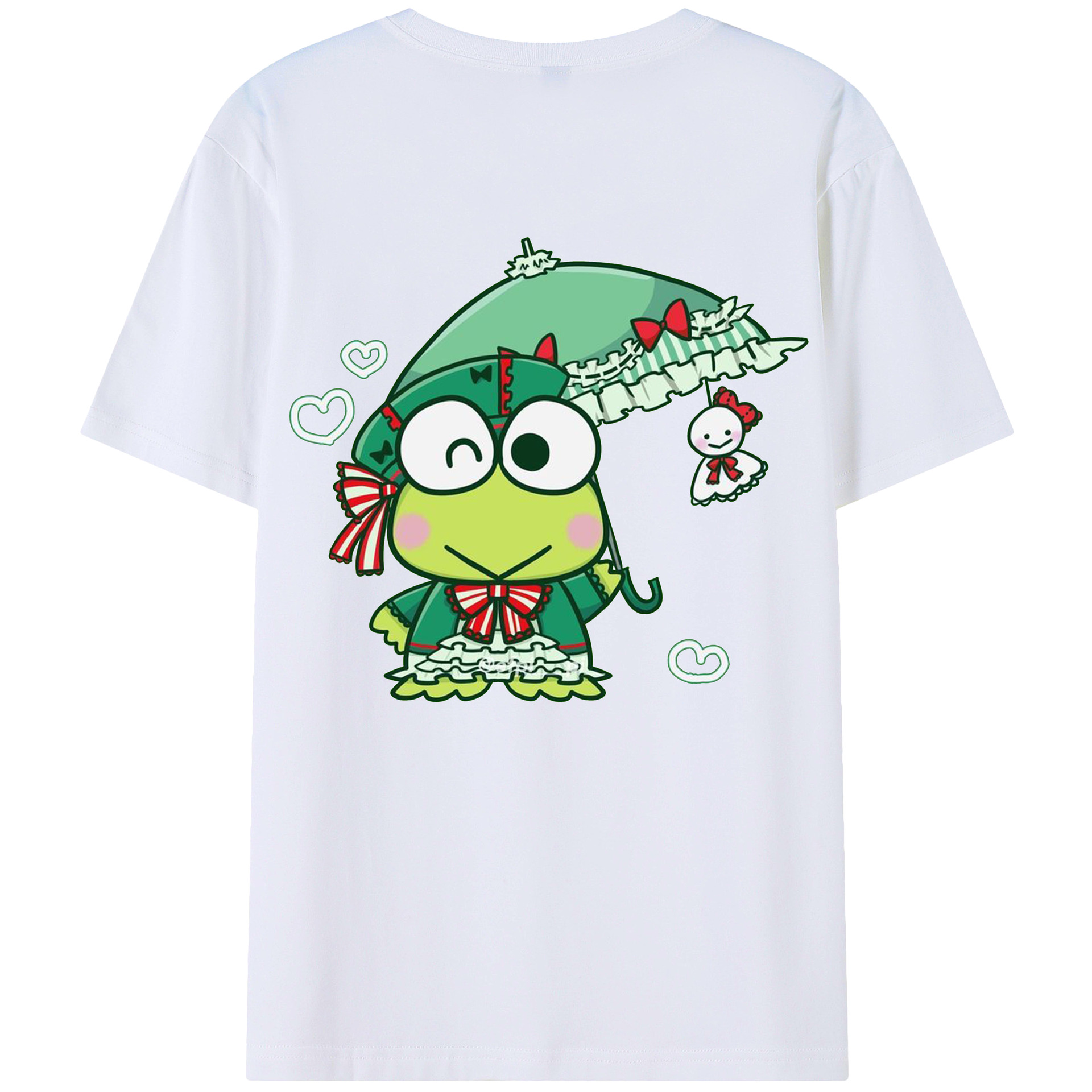 かわいいけろけろけろっぴ - 綿100％ 半袖Tシャツ ・ バックプリント ・ 快適 通気性 ・ 日常使い 散歩 スポーツ用