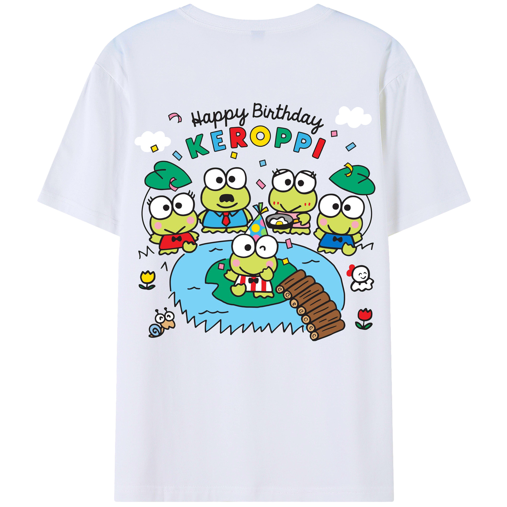 けろけろけろっぴがいっぱい♪ - 綿100％ 半袖Tシャツ ・ バックプリント ・ 快適 通気性 ・ 日常使い 散歩 スポーツ用