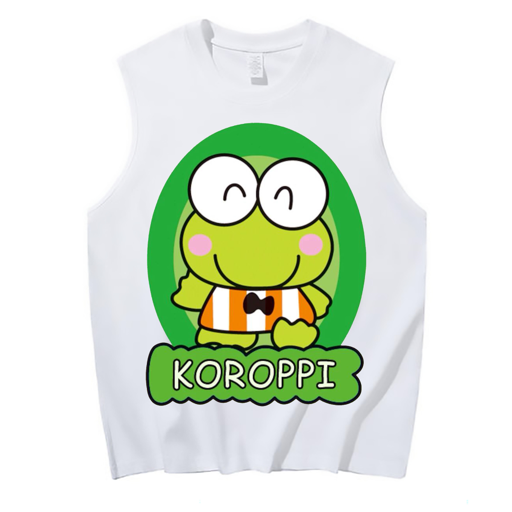 かわいいけろけろけろっぴ - コットン100％ タンクトップ ・ フロントプリント ・ タイトフィット ・ 快適 通気性 ・ スポーツ カジュアル 散歩用
