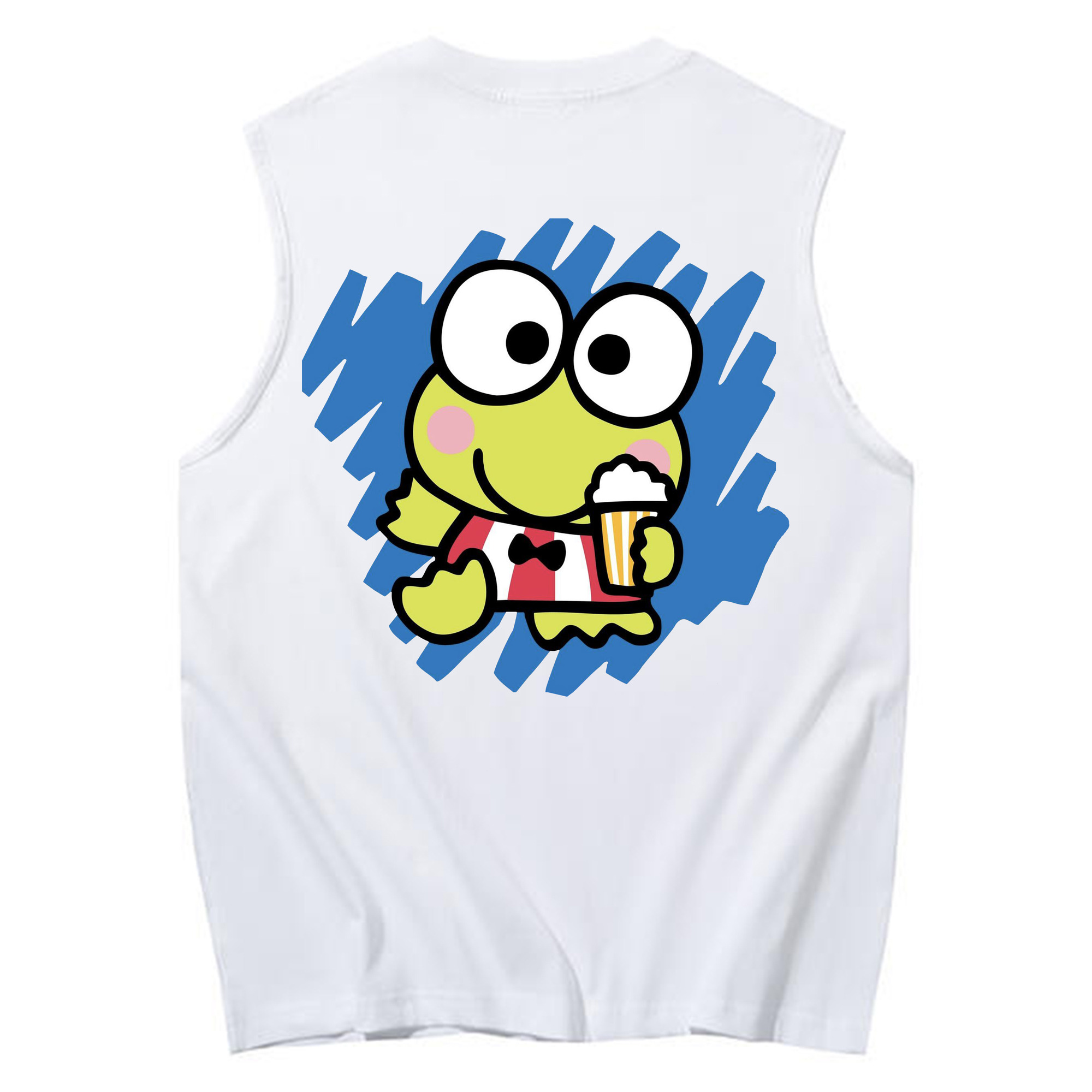 サンリオけろけろけろっぴ - コットン100％ タンクトップ ・ 背面プリント ・ タイトシルエット ・ 快適 通気性 ・ スポーツ カジュアル 散歩用