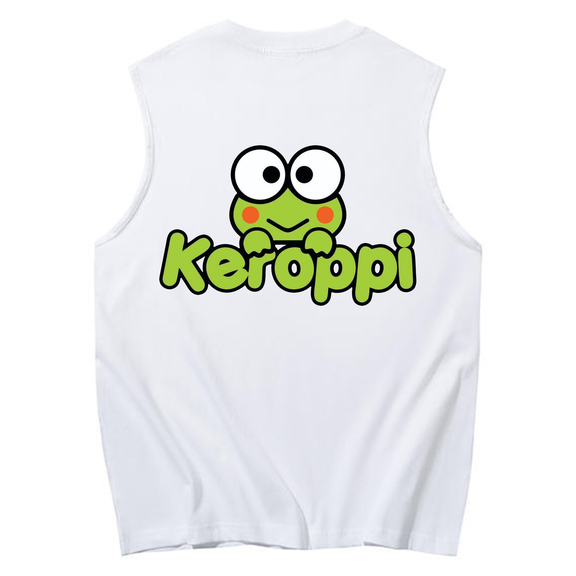 けろけろけろっぴ - コットン100％ タンクトップ ・ 背面プリント ・ タイトシルエット ・ 快適 通気性 ・ スポーツ カジュアル 散歩用
