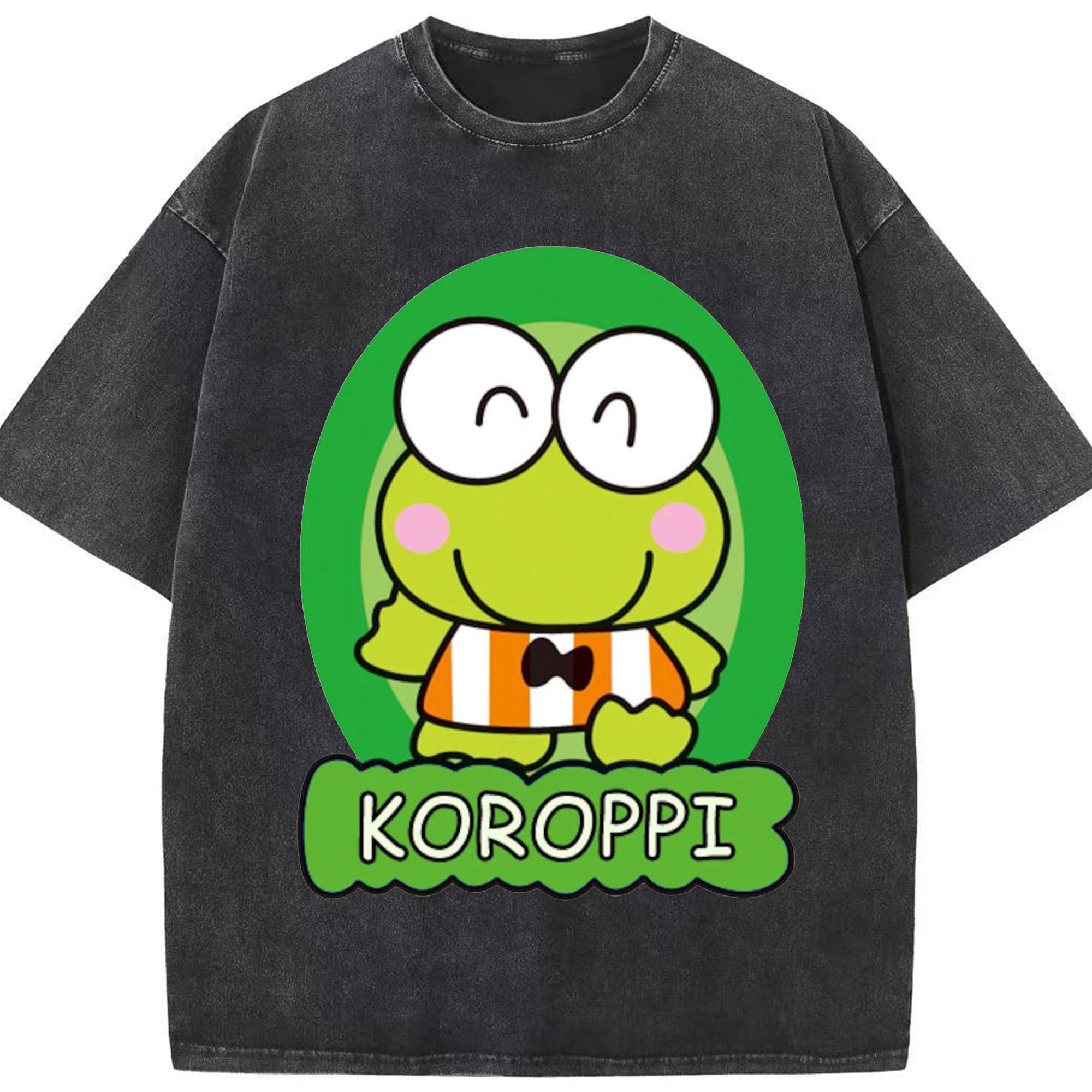 かわいいけろけろけろっぴ - 綿100％ ヴィンテージ風 半袖Tシャツ ・ フロントプリント ・ 柔らか肌触り ・ 通気性 快適 ・ スポーツ カジュアル 外出用