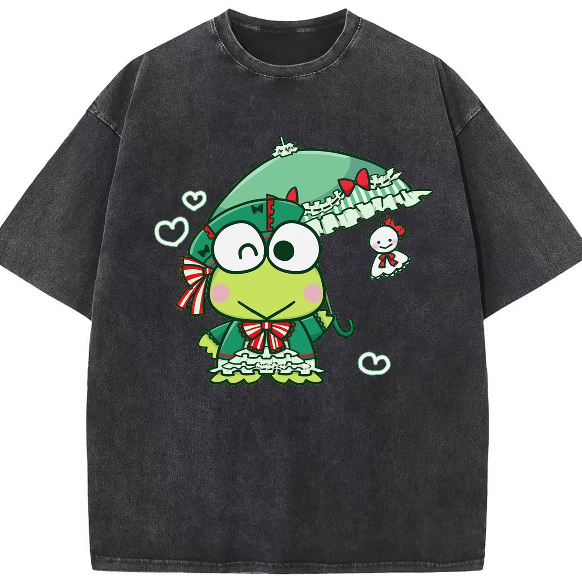かわいいけろけろけろっぴ - 綿100％ ヴィンテージ風 半袖Tシャツ ・ フロントプリント ・ 柔らか肌触り ・ 通気性 快適 ・ スポーツ カジュアル 外出用